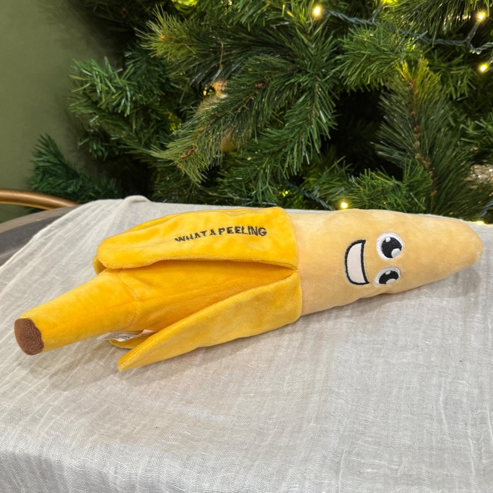 Funny Banana Plush Pet Toy "What A Feeling" Novelty‎ Gift Stuffed Fruit Crinkly